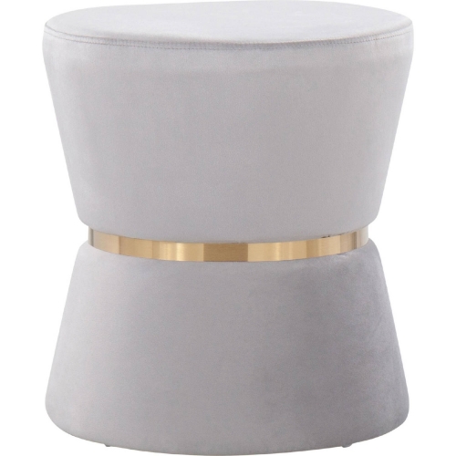 Gemma Ottoman in Silver Velvet & Gold Metal